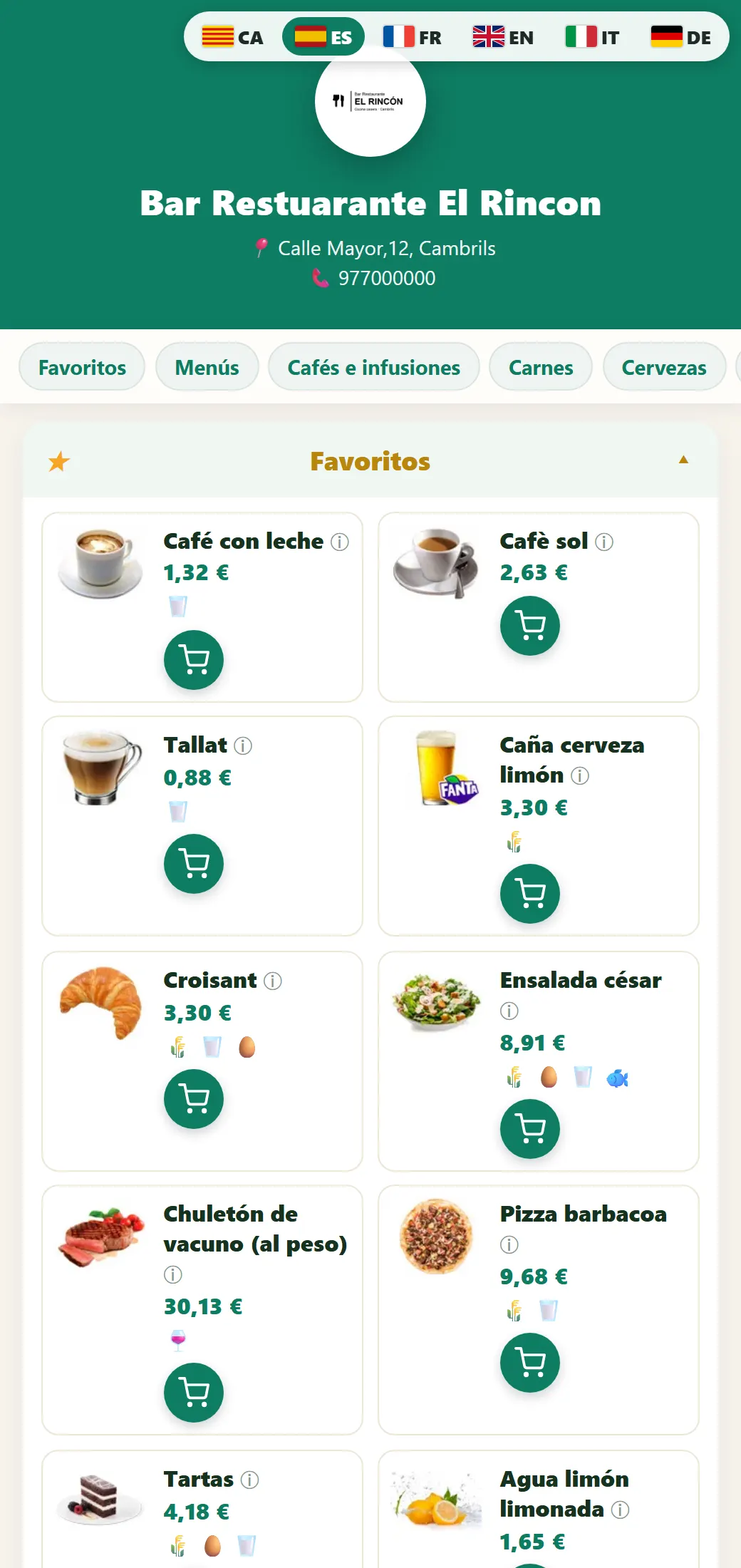 Carta digital con QR
