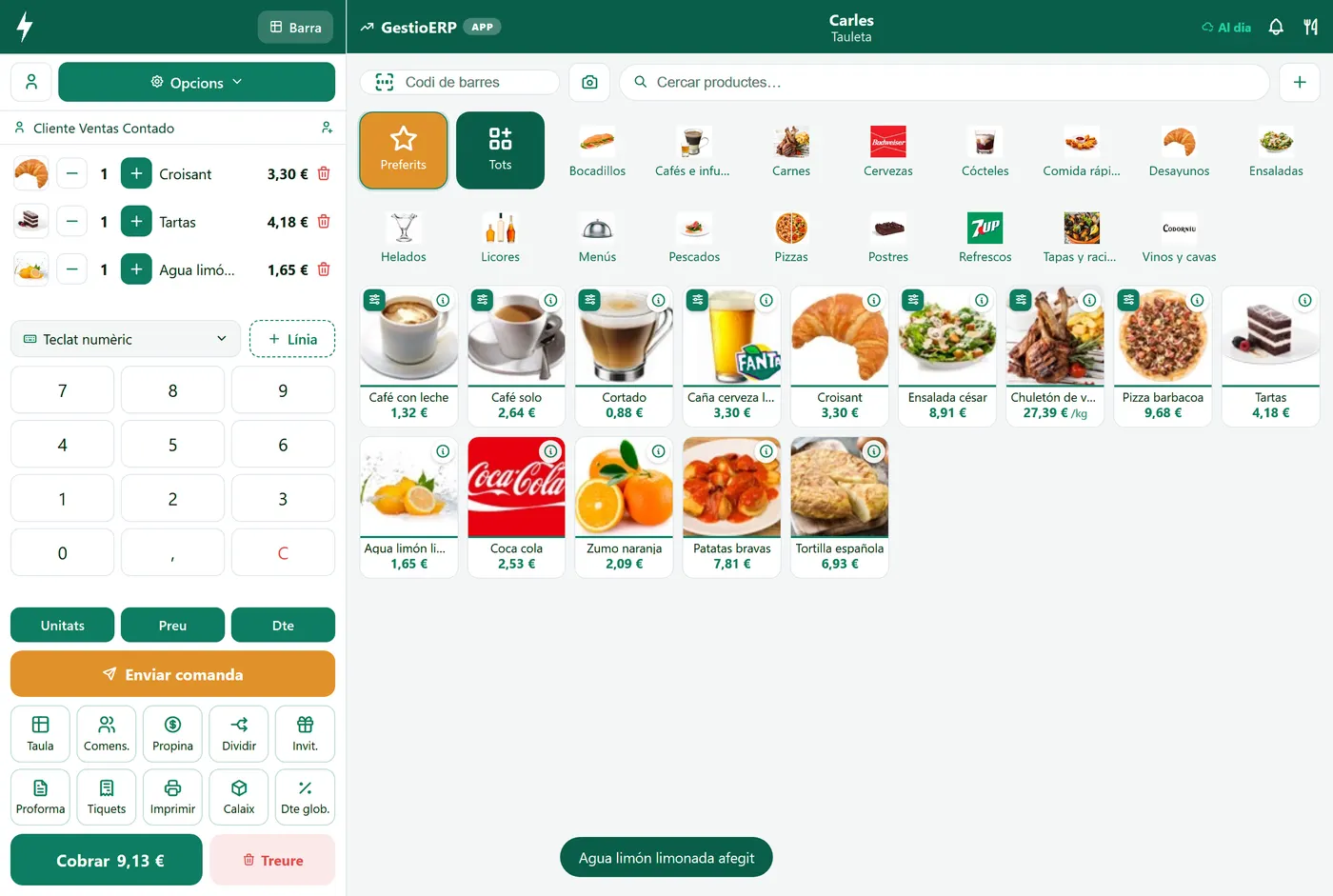 El TPV de Tapik en un terminal de mostrador